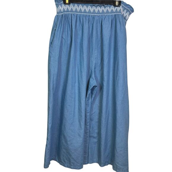 L’atiste By Amy Size XL Mia Chambray Wide Leg Smocked Waist Pants - Picture 7 of 9